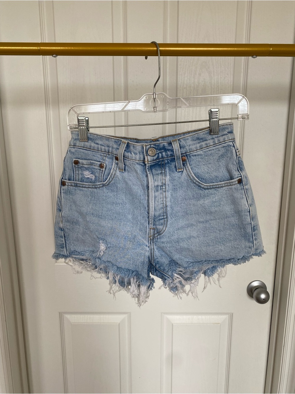 Levi’s High-Rise Light Wash Denim Cutoff Shorts